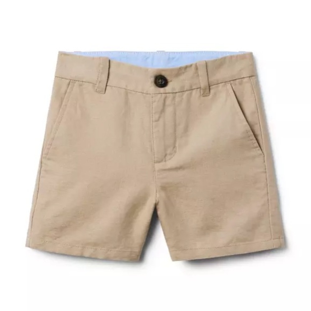 Janie and Jack Linen-Cotton Short in Jack Khaki, 4
